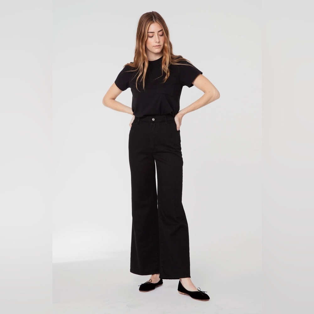 Eve Denim The Charlotte In "Noir" High Rise Wide Leg Black Jeans Size 26